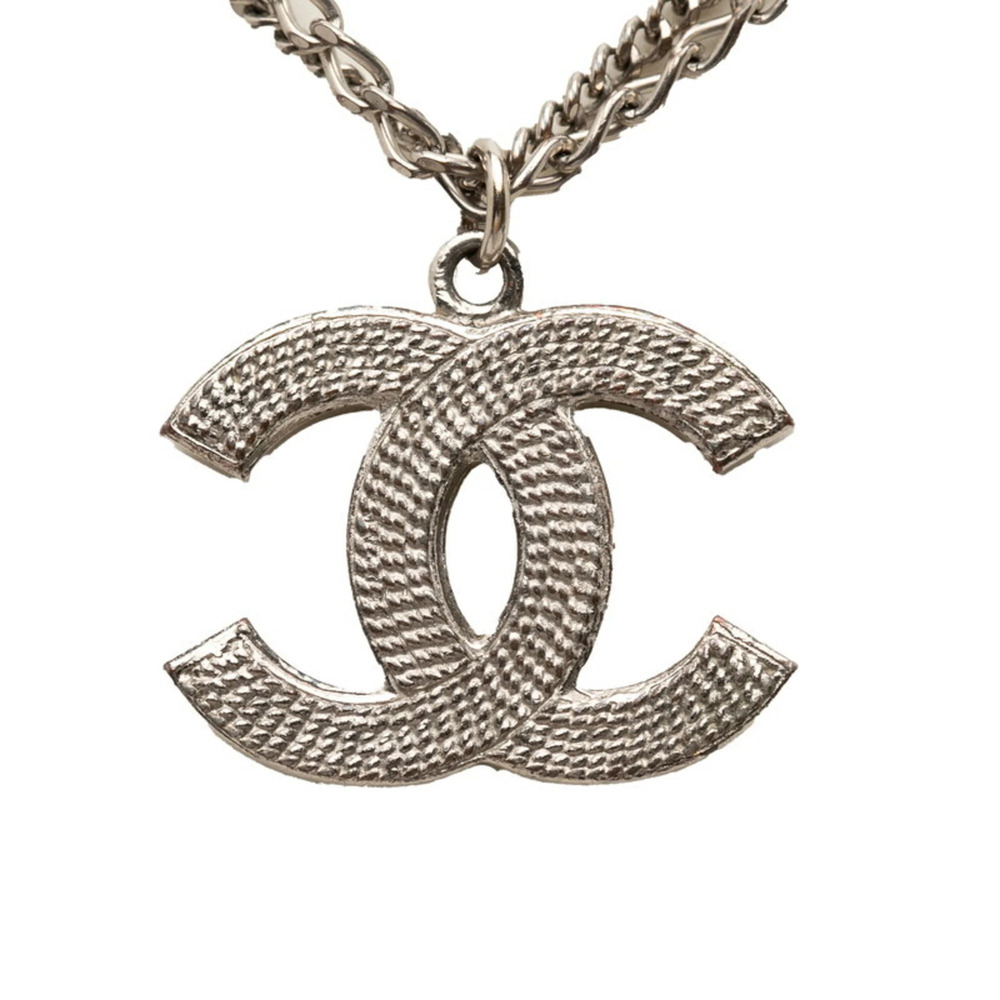 Chanel Coco Mark Chain Pendant Necklace 06P Silver Metal Women's CHANEL